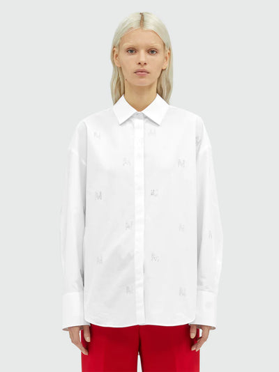 Poplin Shirt With "Themwave" Pattern White