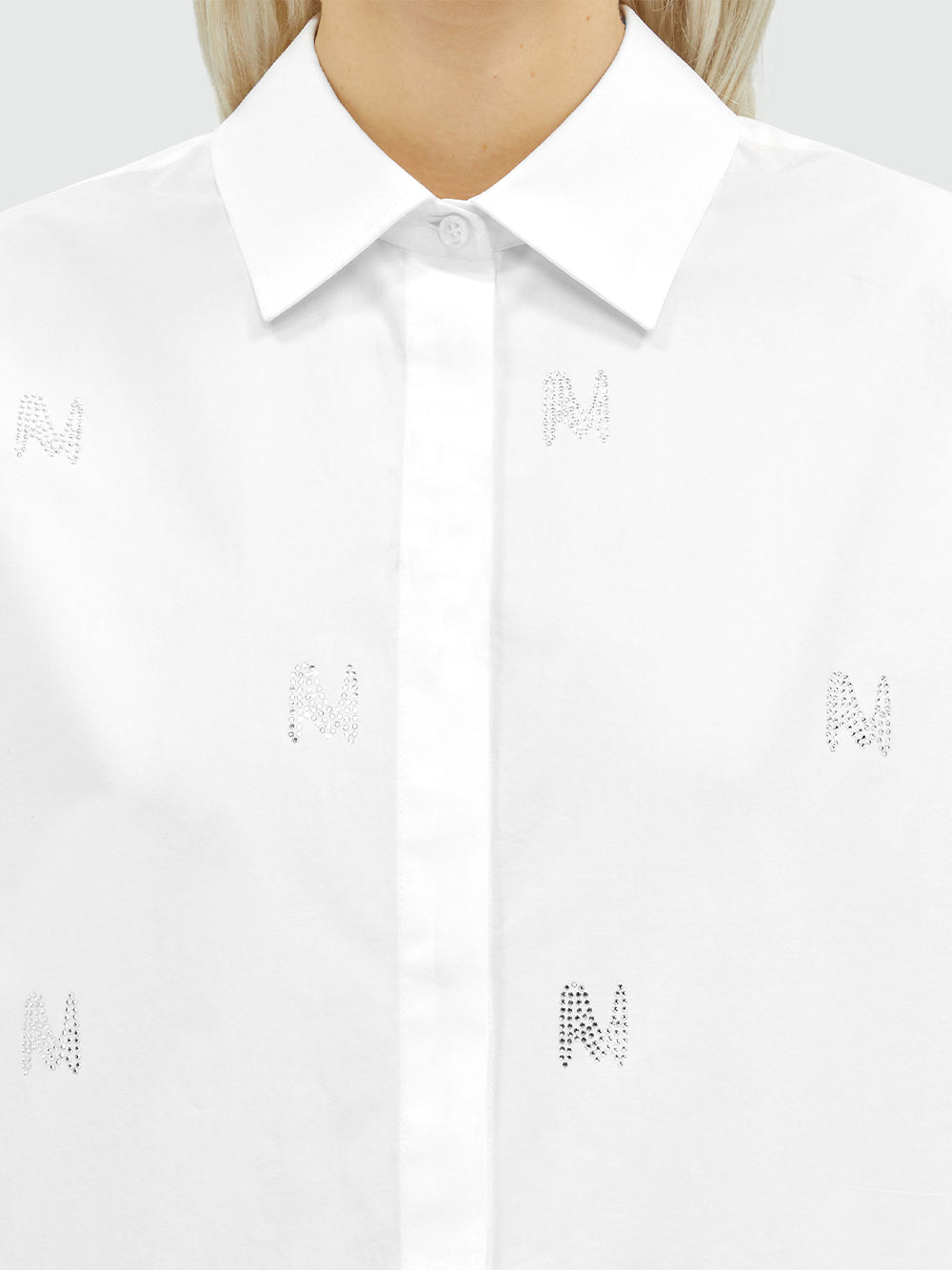 Poplin Shirt With "Themwave" Pattern White