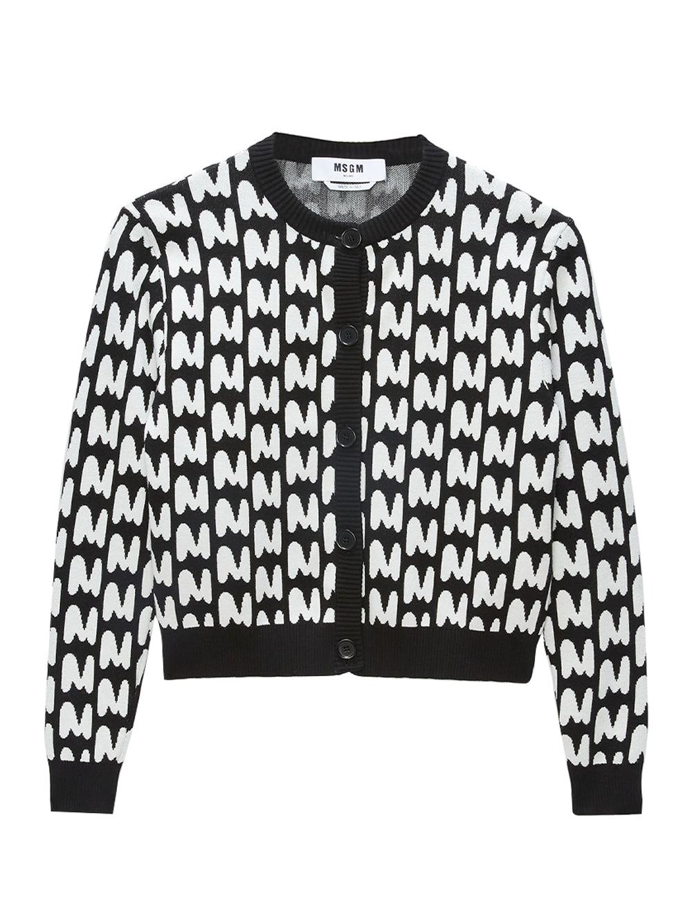 Jacquard "Themwave" Cardigan Black/White