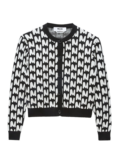 Jacquard "Themwave" Cardigan Black/White