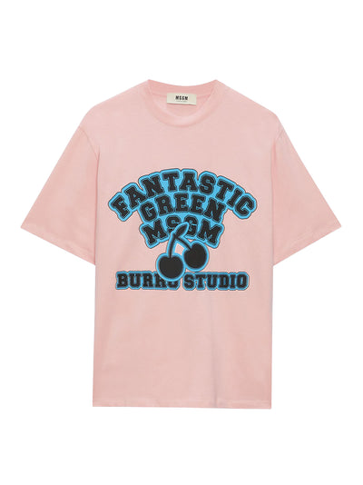 Organic Cotton "Fantastic Green Burro Studio" T-Shirt Light Pink