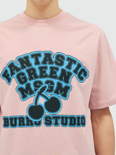 Organic Cotton "Fantastic Green Burro Studio" T-Shirt Light Pink