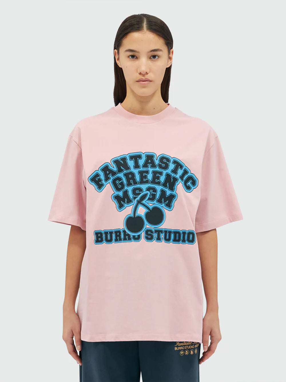 Organic Cotton "Fantastic Green Burro Studio" T-Shirt Light Pink