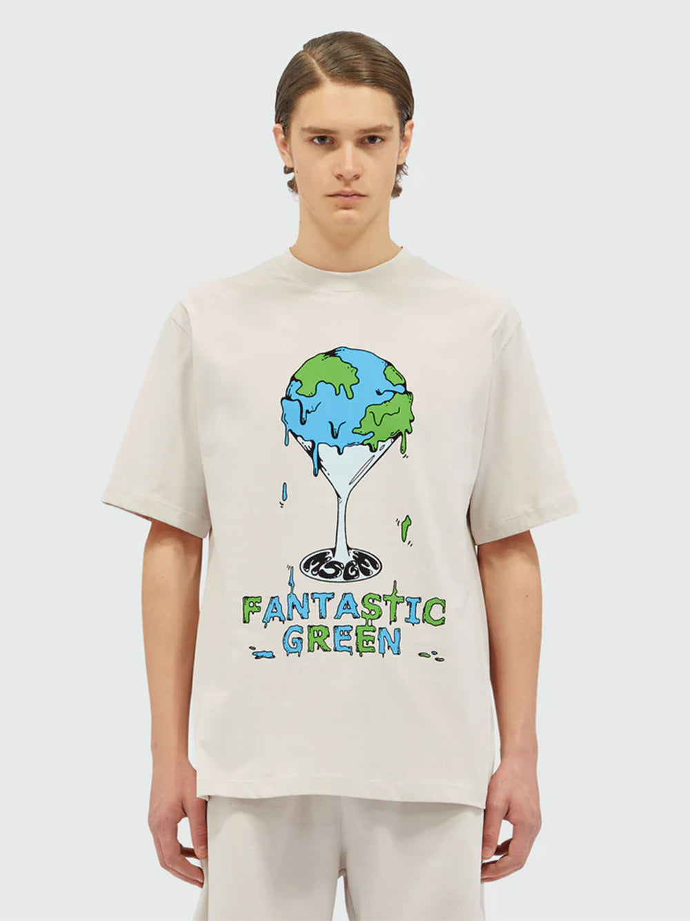 Organic Cotton "Fantastic Green Burro Studio" T-Shirt Ice Grey