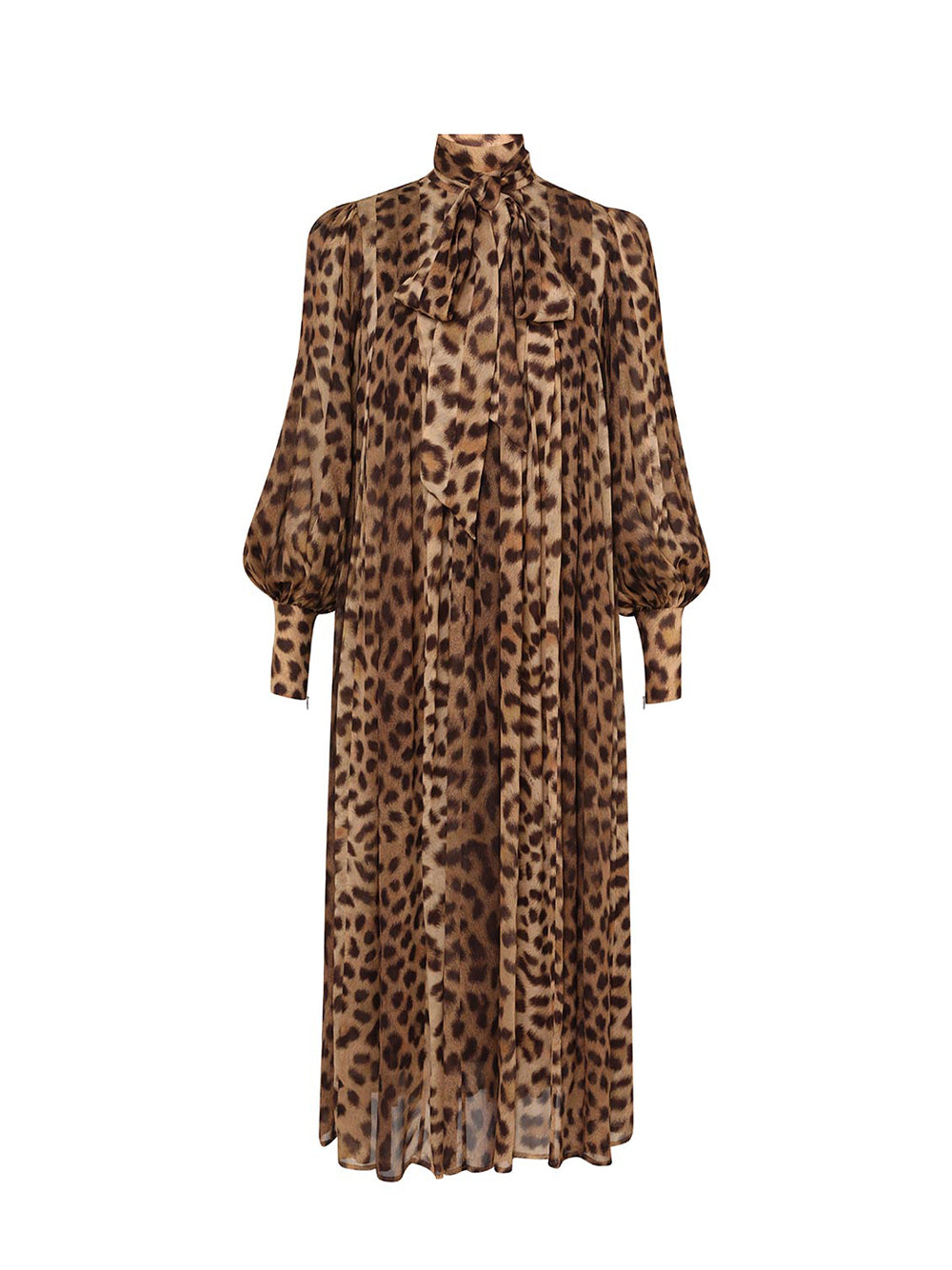 Crush Tie Neck Midi Dress Leopard