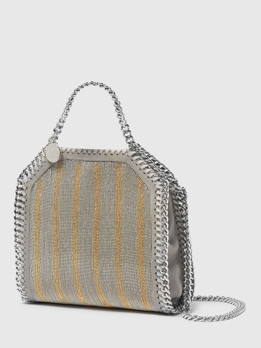 Falabella Metallic Chain-Embroidered Tiny Tote Bag (Metallic)