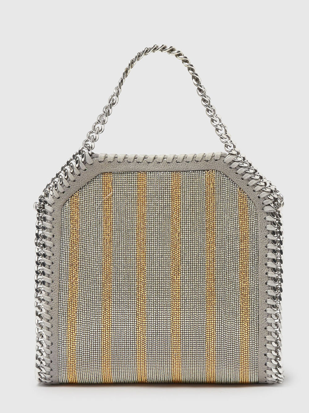 Falabella Metallic Chain-Embroidered Tiny Tote Bag (Metallic)