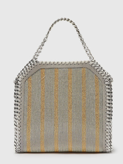 Falabella Metallic Chain-Embroidered Tiny Tote Bag (Metallic)