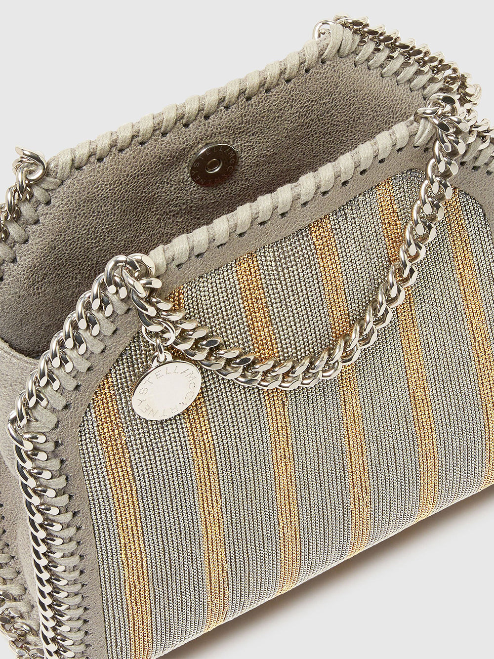 Falabella Metallic Chain-Embroidered Tiny Tote Bag (Metallic)