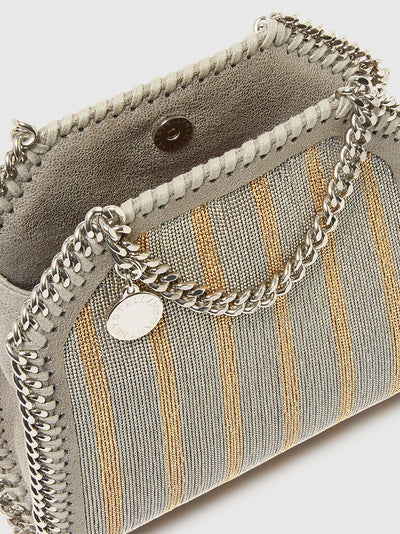Falabella Metallic Chain-Embroidered Tiny Tote Bag (Metallic)