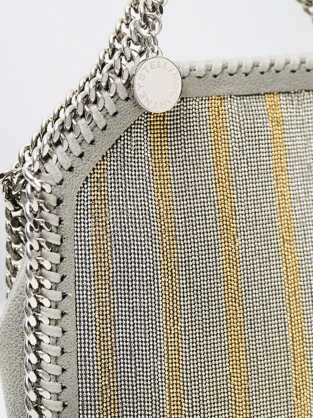 Falabella Metallic Chain-Embroidered Tiny Tote Bag (Metallic)