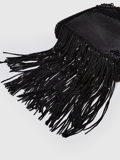 Falabella Tiny Bag Sequin Frin Black