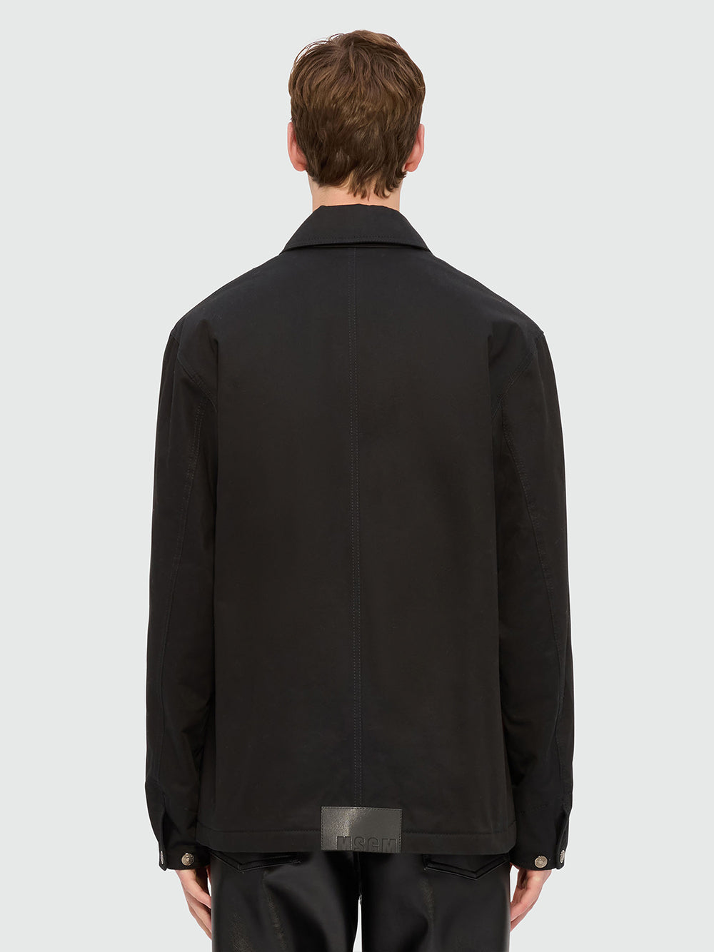 Drill Overshirt with "Sketched Bunnies" Print (Black)