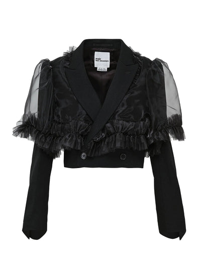 Wool Gabardine Polyester Jacket Black