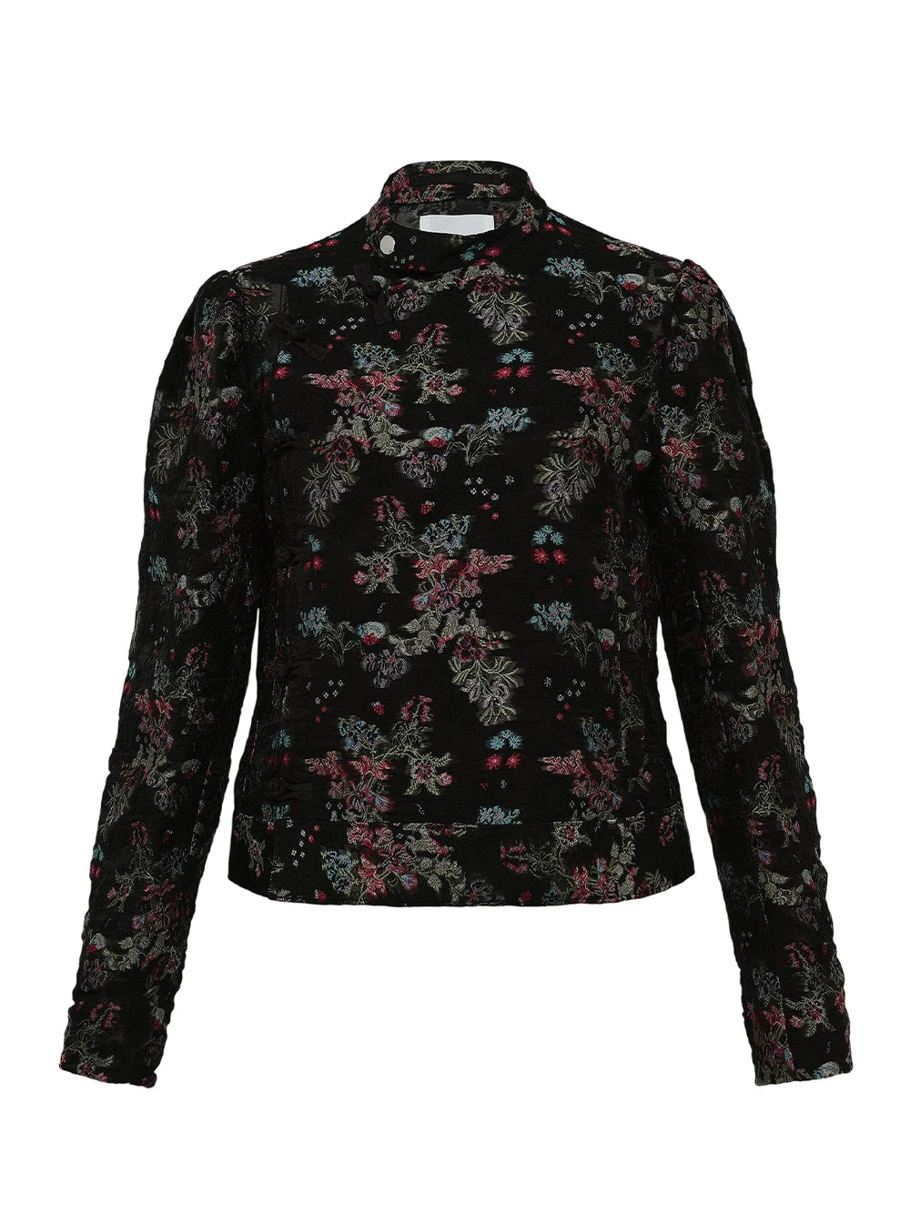 Floral Pattern Cut Jacquard Jacket Black X Multi