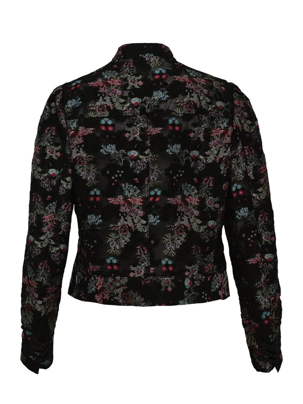 Floral Pattern Cut Jacquard Jacket Black X Multi
