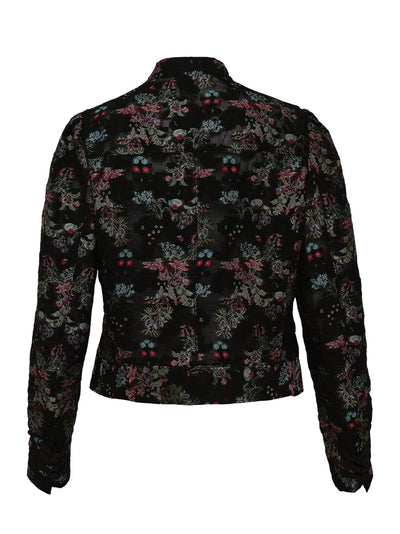 Floral Pattern Cut Jacquard Jacket Black X Multi