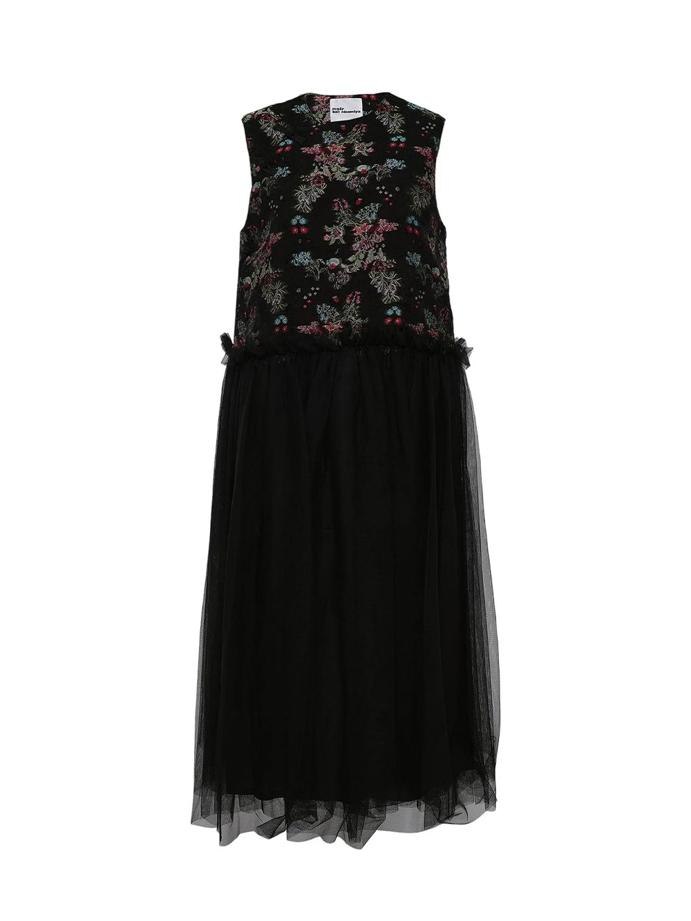 Floral Pattern Cut Jacquard Dress Black X Multi
