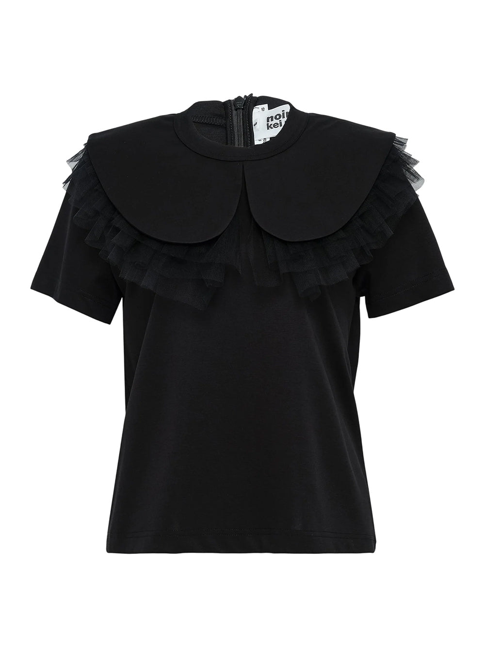 Cotton Ponte X Nylon Tulle Tee Black