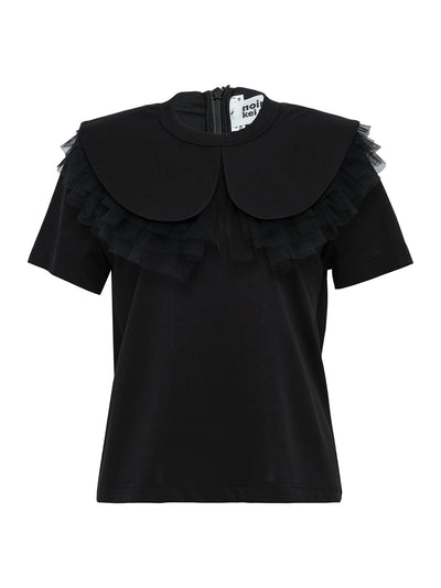 Cotton Ponte X Nylon Tulle Tee Black