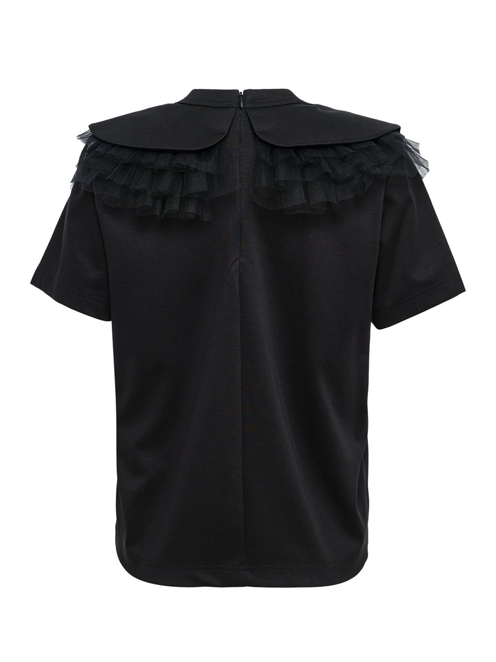 Cotton Ponte X Nylon Tulle Tee Black