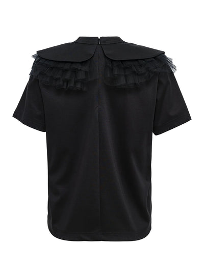 Cotton Ponte X Nylon Tulle Tee Black