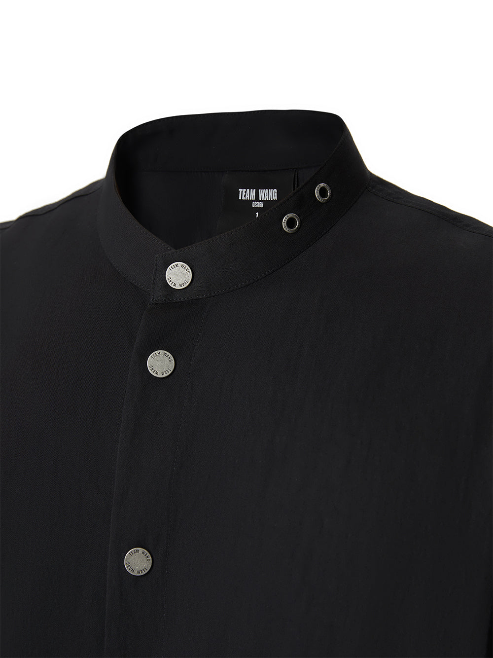 Casual Banded Collar Shirt Black