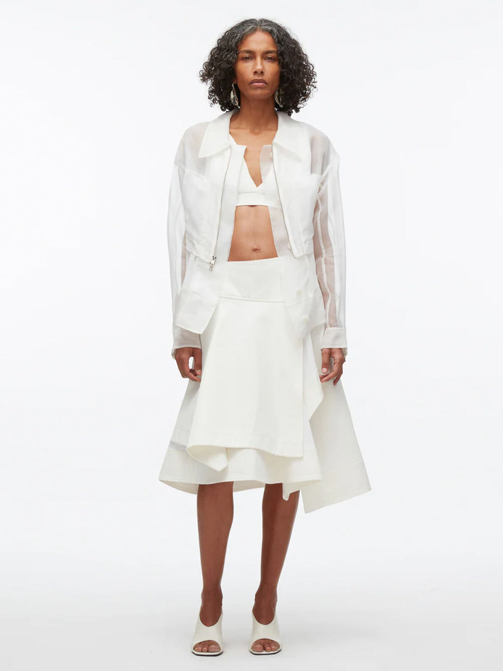 Organza Double Layered Belted Jacket (Ivory)