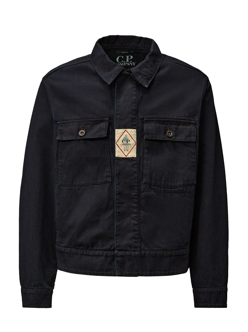 3/4 Plated Denim Short Jacket (Denim Blue)