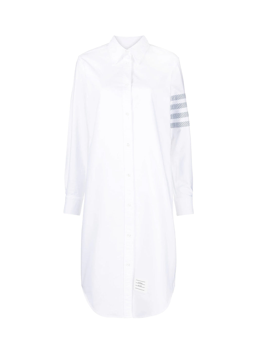 4-Bar Cotton Shirt Dress (White)