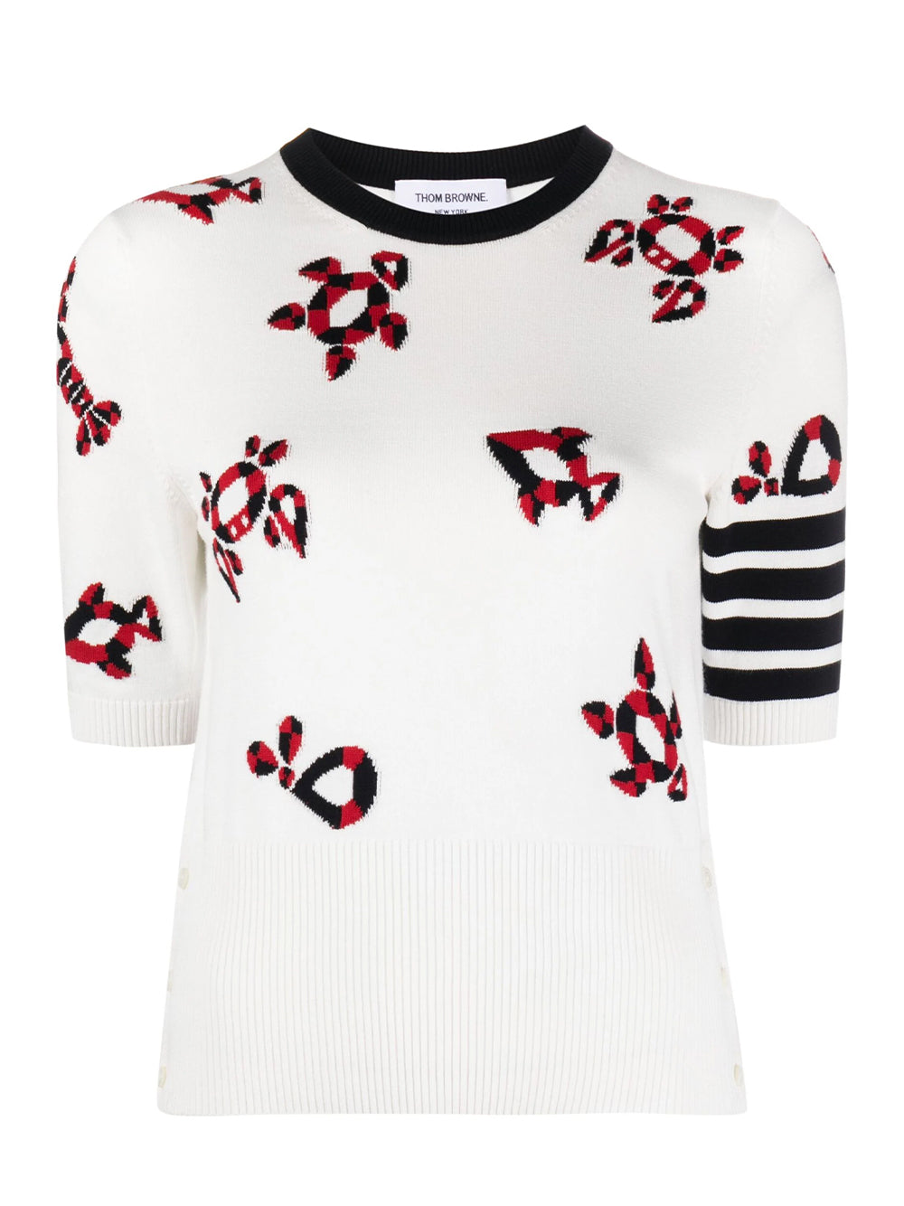 4-Bar Intarsia-Knit Top (White)