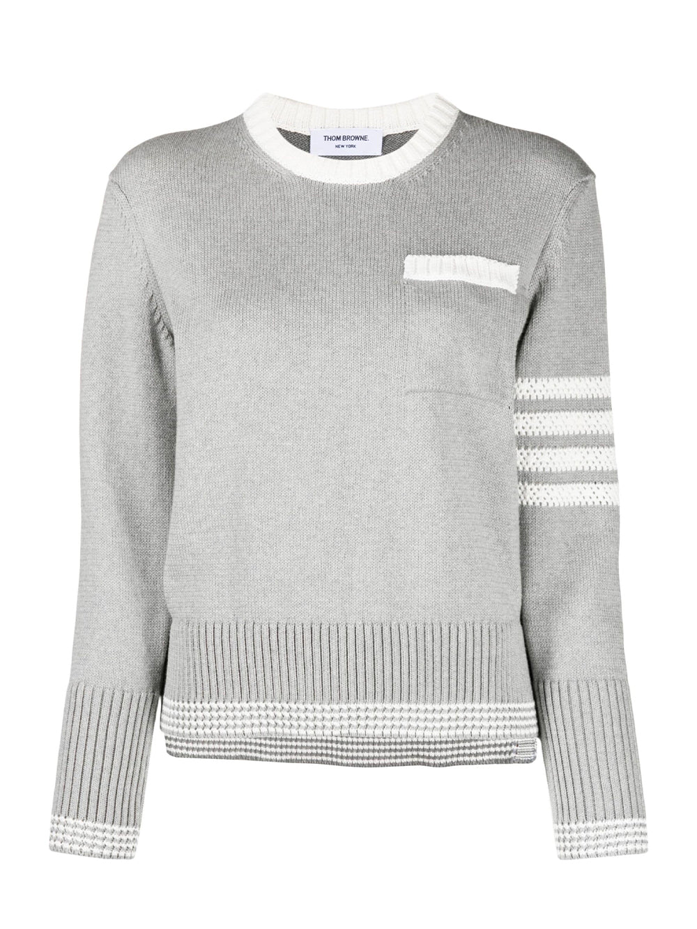 4-Bar Stripe Cotton Jumper (Light Grey)