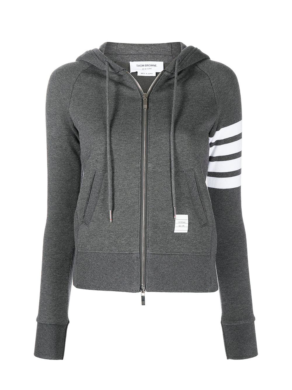 4-Bar Stripe Zip-Fastening Hoodie (Dark Grey)