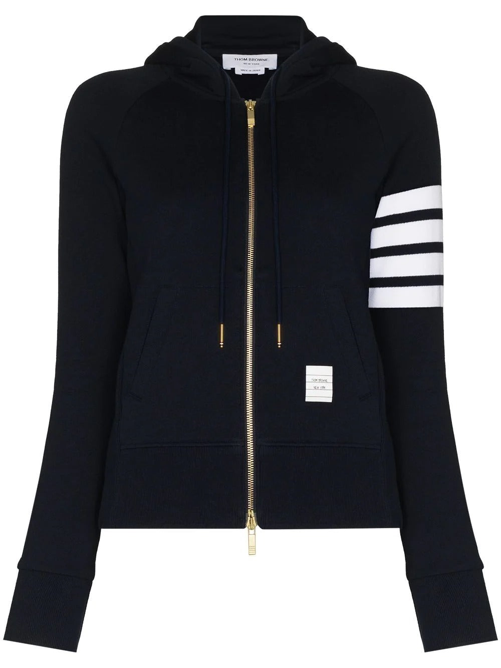 4-Bar Stripe Zip-Fastening Hoodie (Navy)