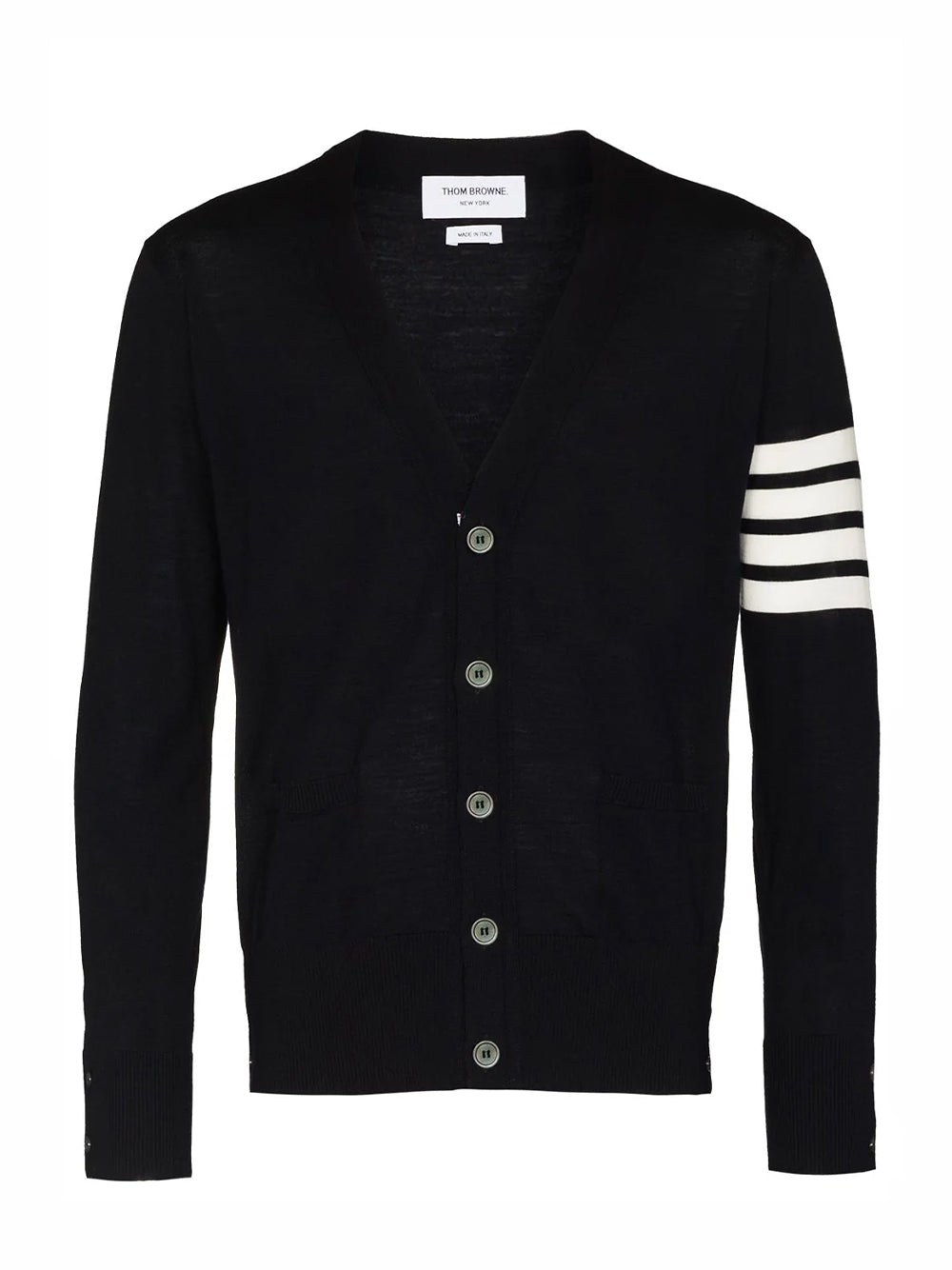 4-Bar V-Neck Cardigan (Black)