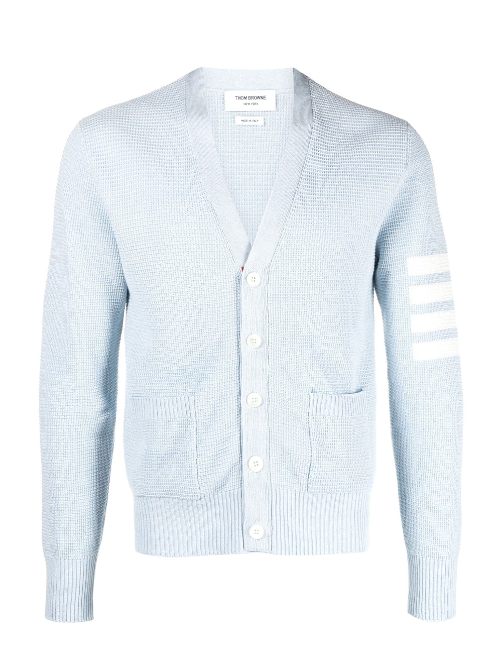 4-Bar V-Neck Cardigan (Light Blue)