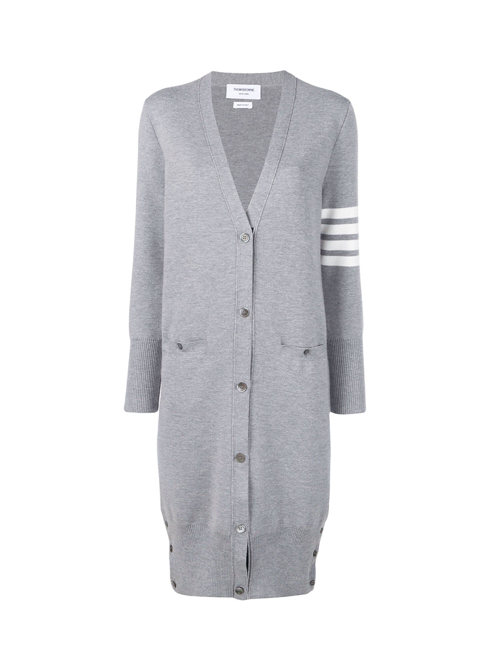 4-Bar V-Neck Cardigan (Light Grey)