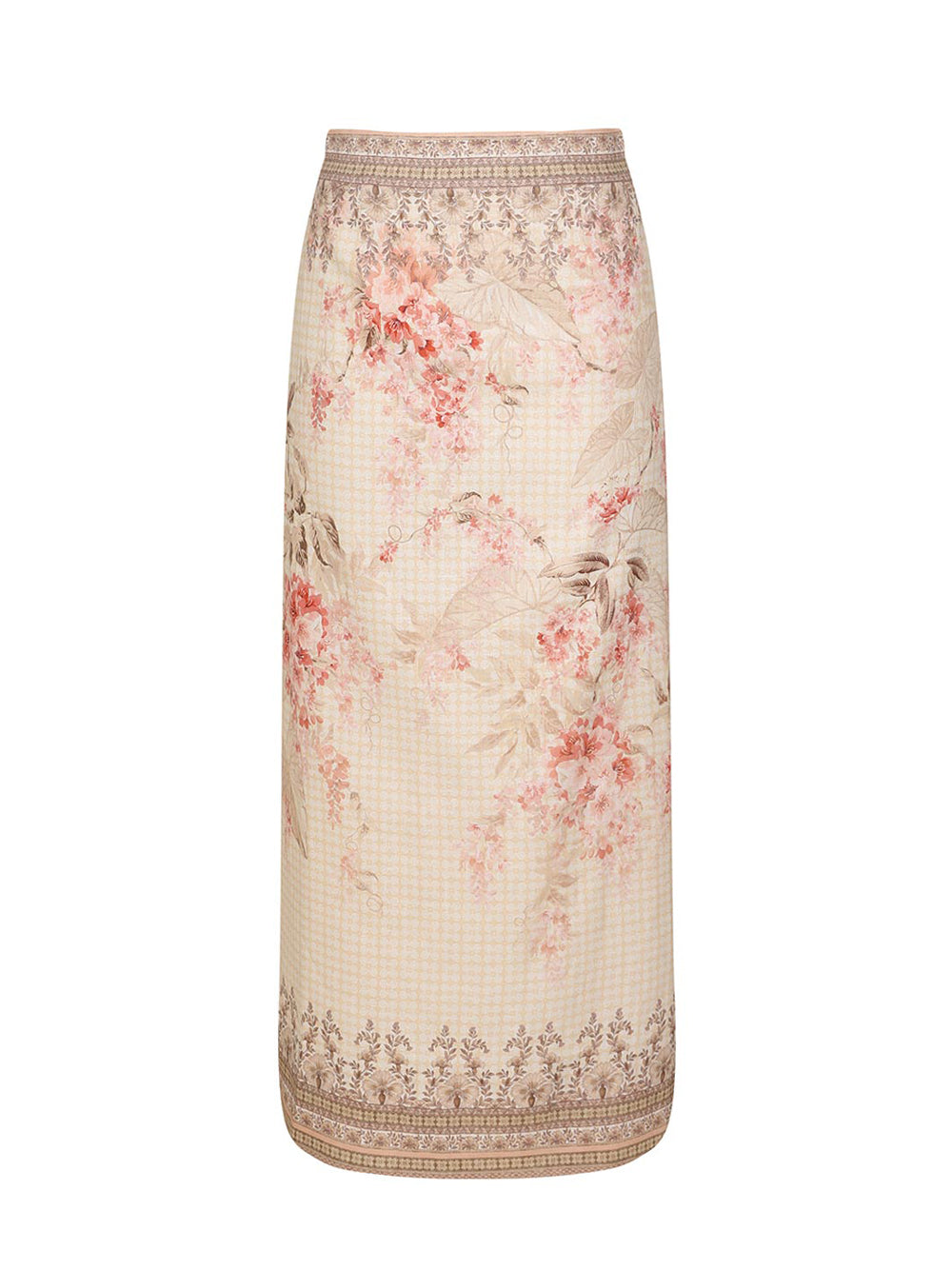 Illuminate Pencil Midi Skirt Coral Floral