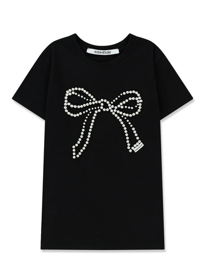 Pearl Embellished Bow Slim Black