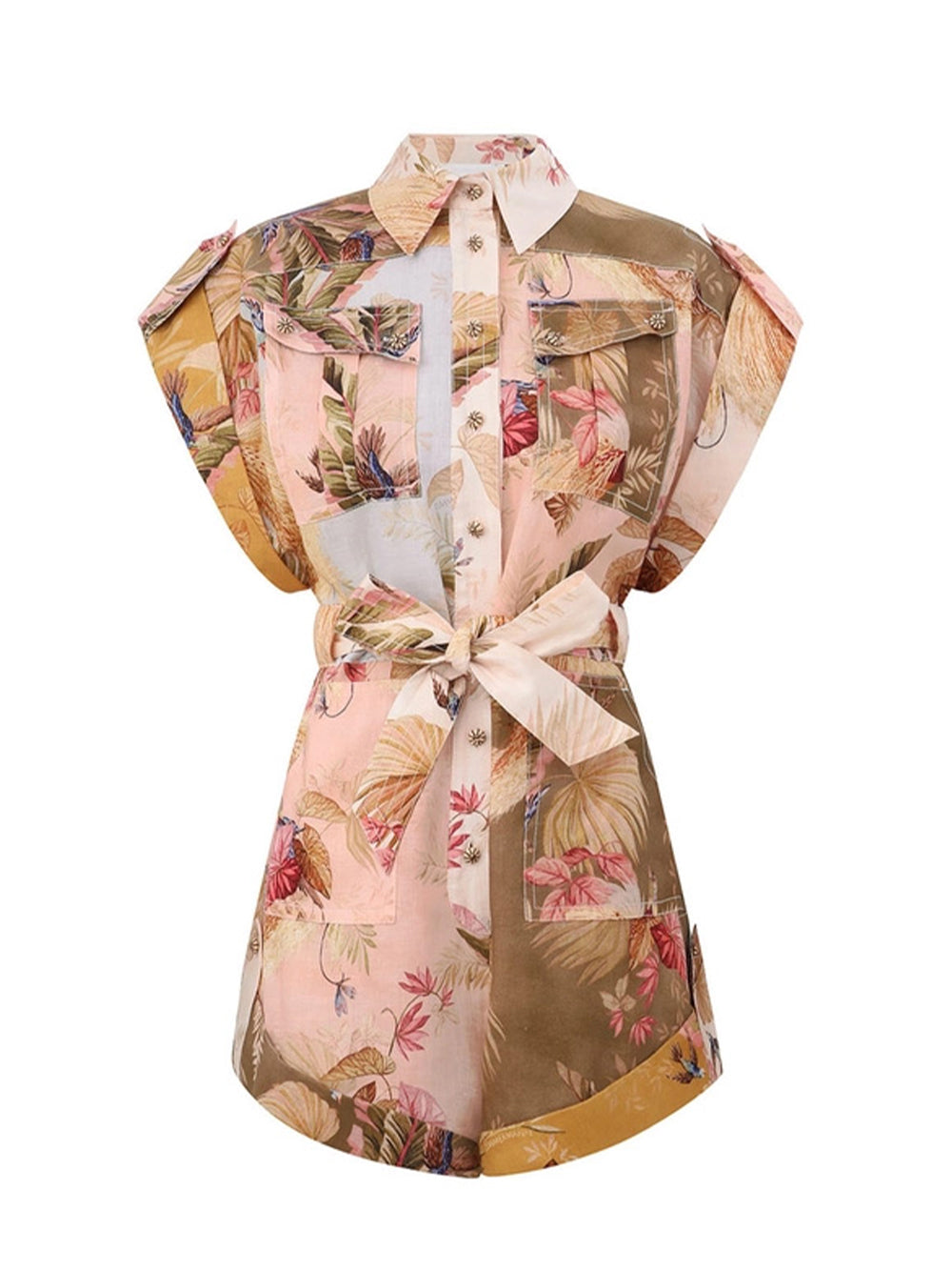 Ascension Cuffed Playsuit Spliced