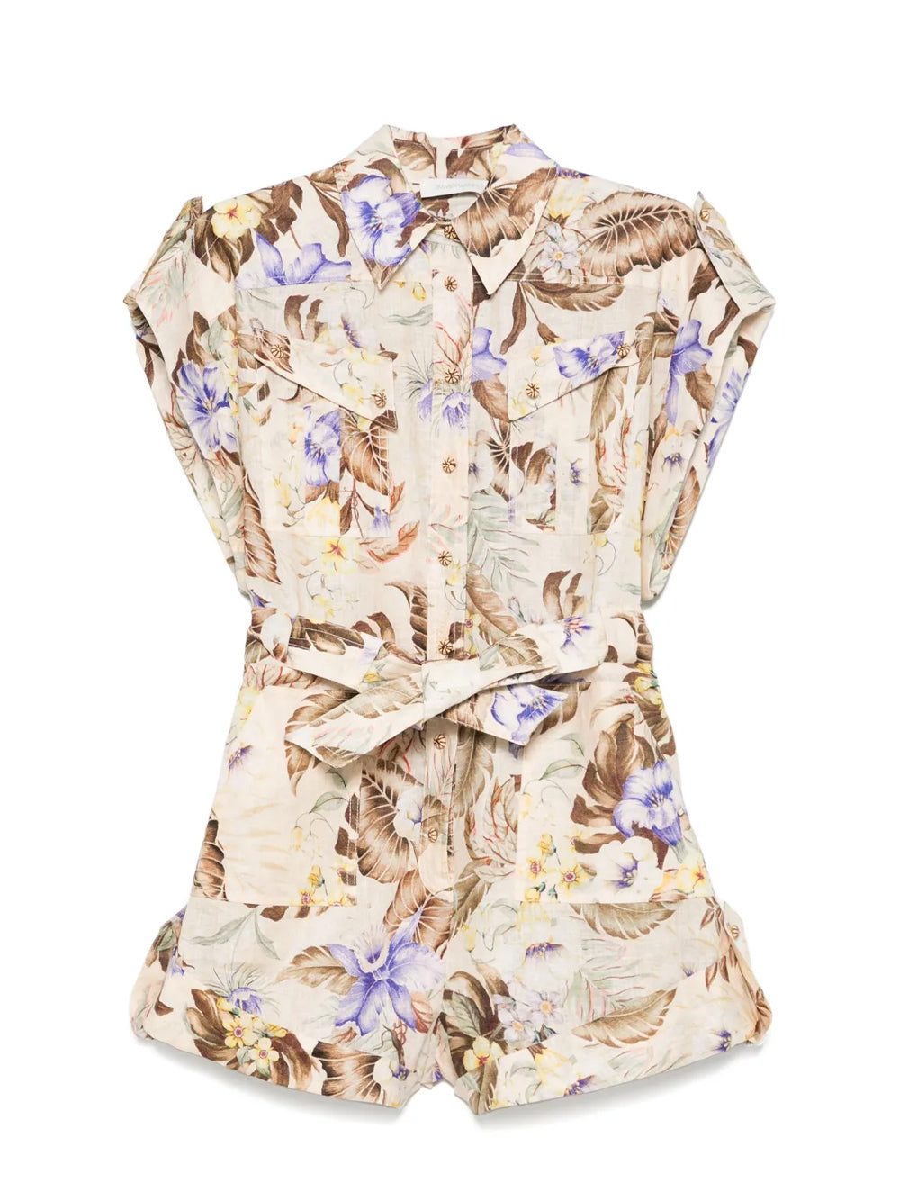 Coco Cuffed Playsuit Cream Multi Floral