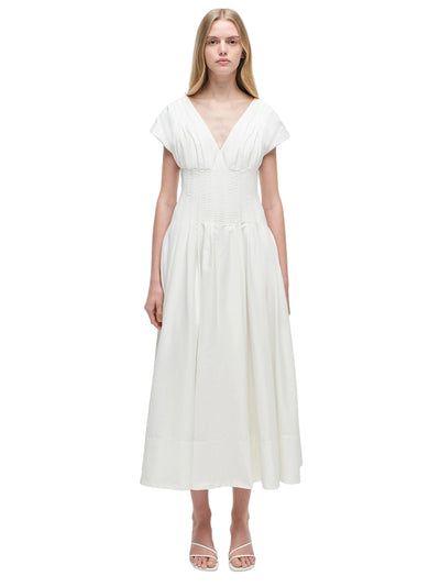 Nina Pleated Midi Dress (White)