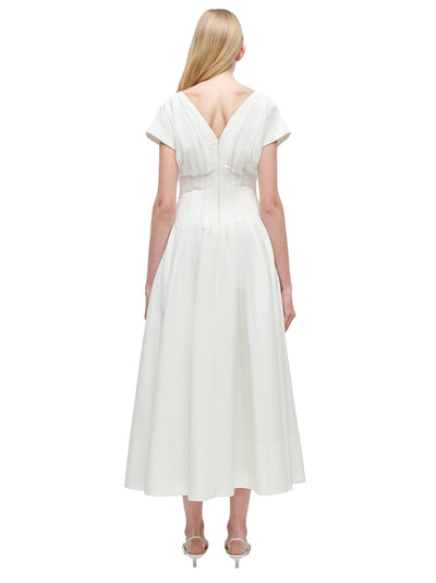 Nina Pleated Midi Dress (White)