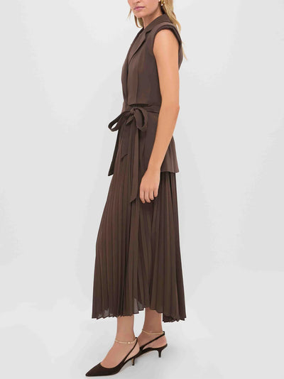 Helena Combo Blazer Dress (Cocoa)
