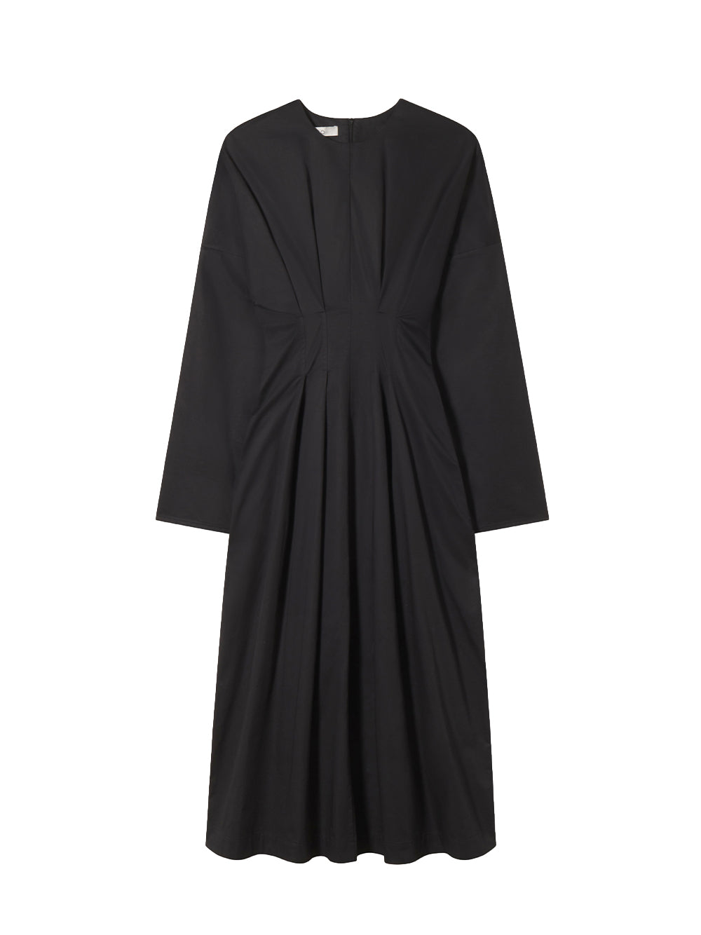 Long Sleeve Cinched Waist Dress Black