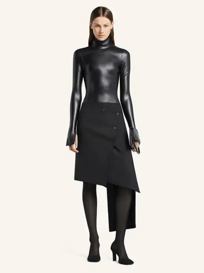 Oblique Polywool Skirt Black