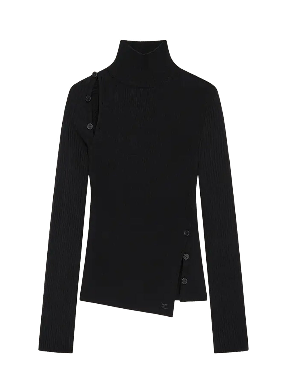 Oblique Butonned Sweater Black