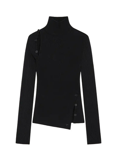 Oblique Butonned Sweater Black