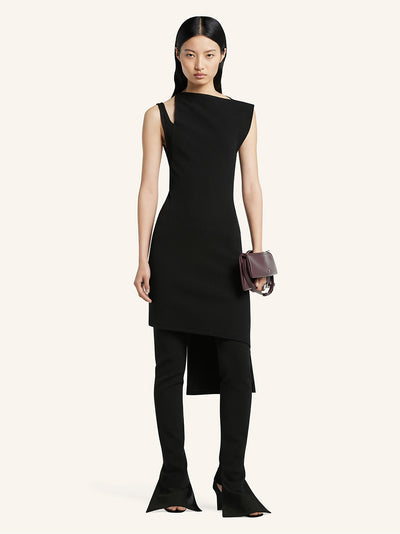 Oblique Square Rib Dress Black
