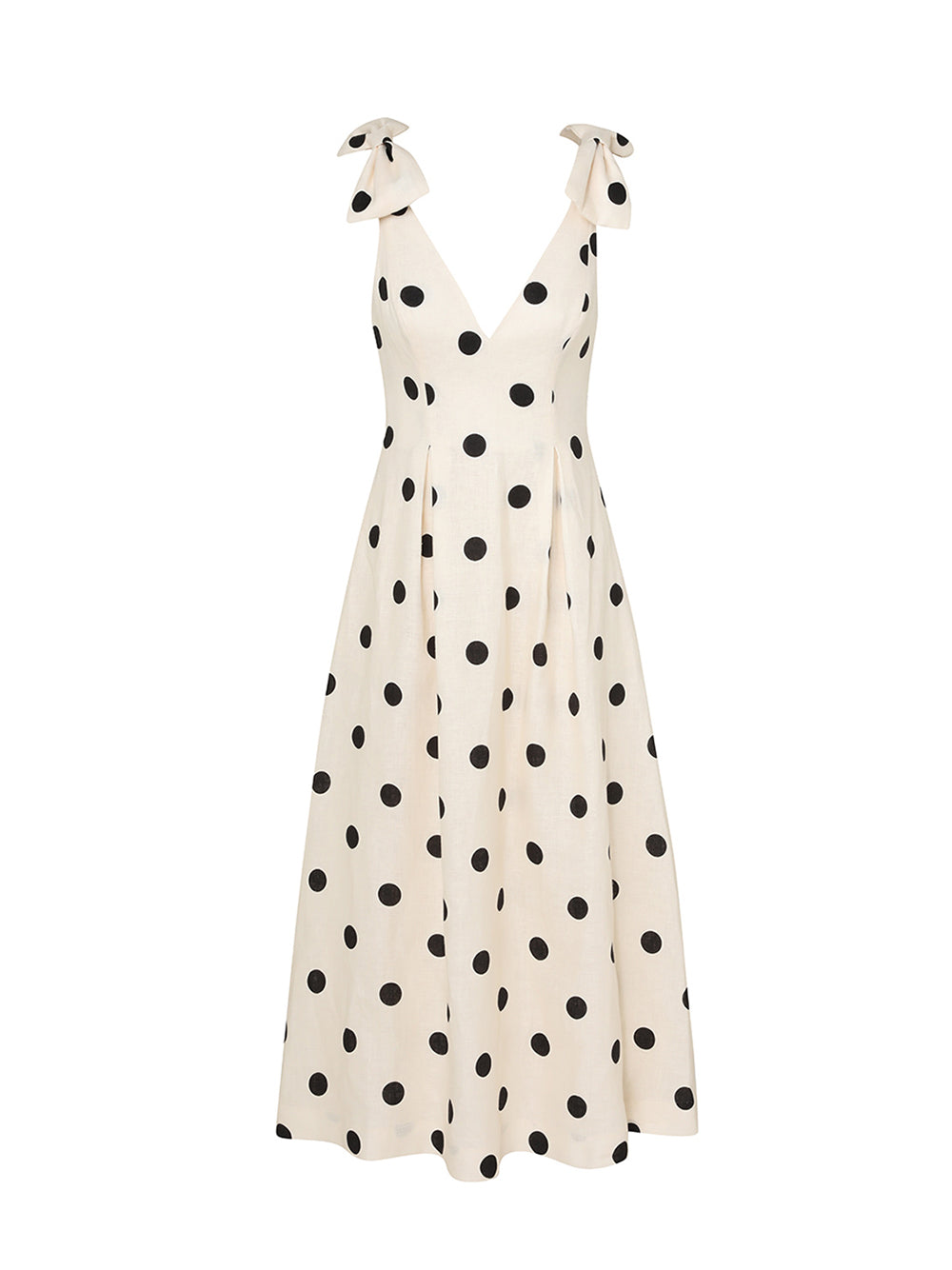 Crush V Neck Midi Dress Cream/Black Dot